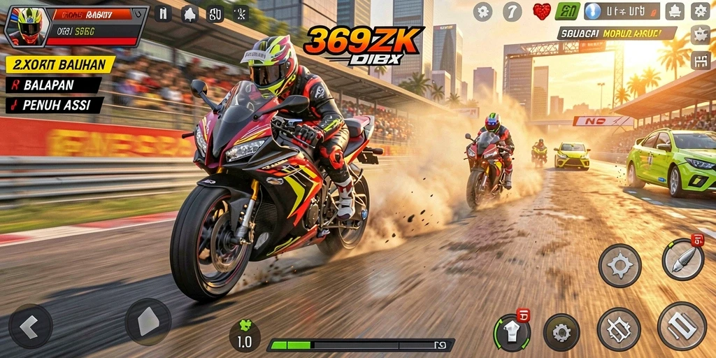 Tampilan menakjubkan dari gameplay balapan motor 369ZK.