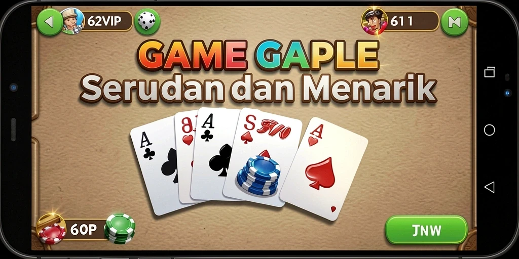 Screenshot gameplay 62VIP menampilkan keseruan bermain Gaple.