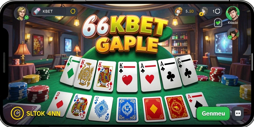 Screenshot gameplay 66KBET yang menampilkan keseruan bermain Gaple.