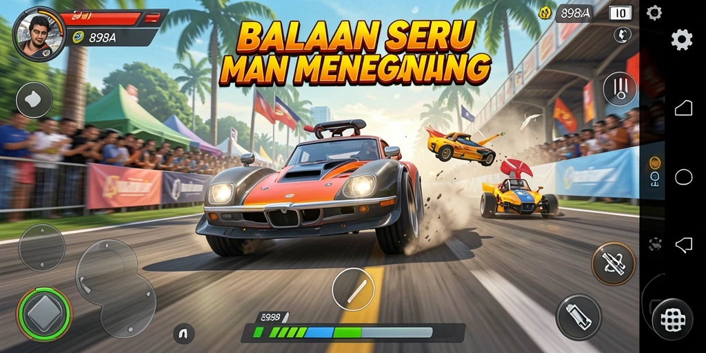 Tampilan gameplay seru balapan di 898A dengan grafik ciamik.