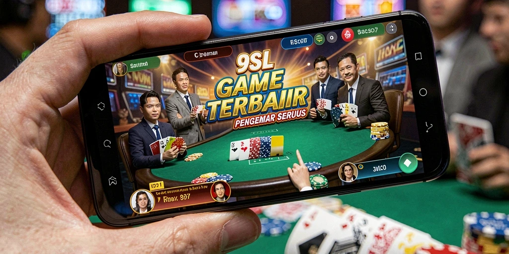 Gameplay menarik 9SL dengan pemain poker di meja.