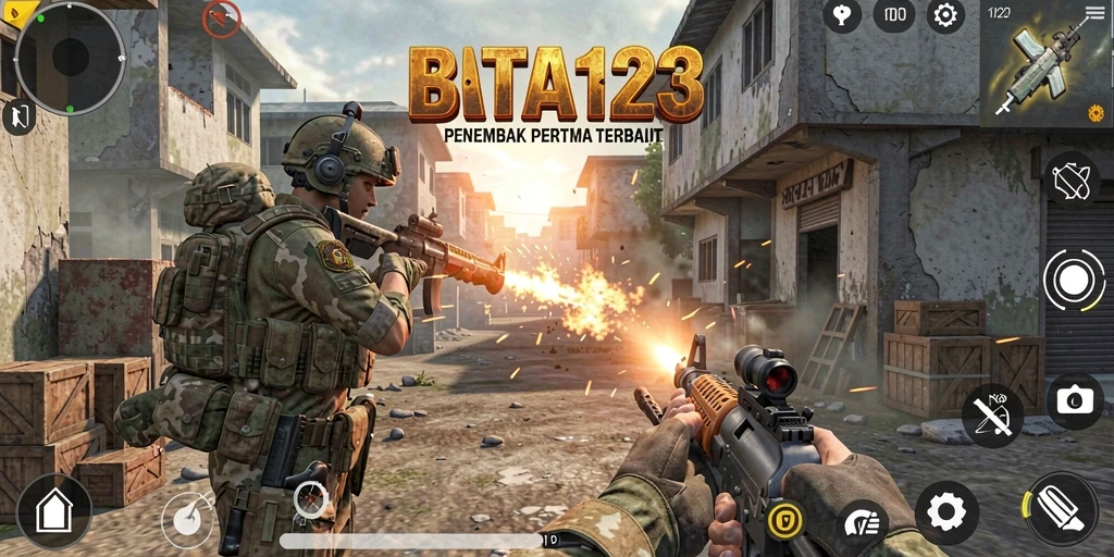 Tampilan gameplay mendebarkan dari BATA123 dengan aksi tembak-menembak.