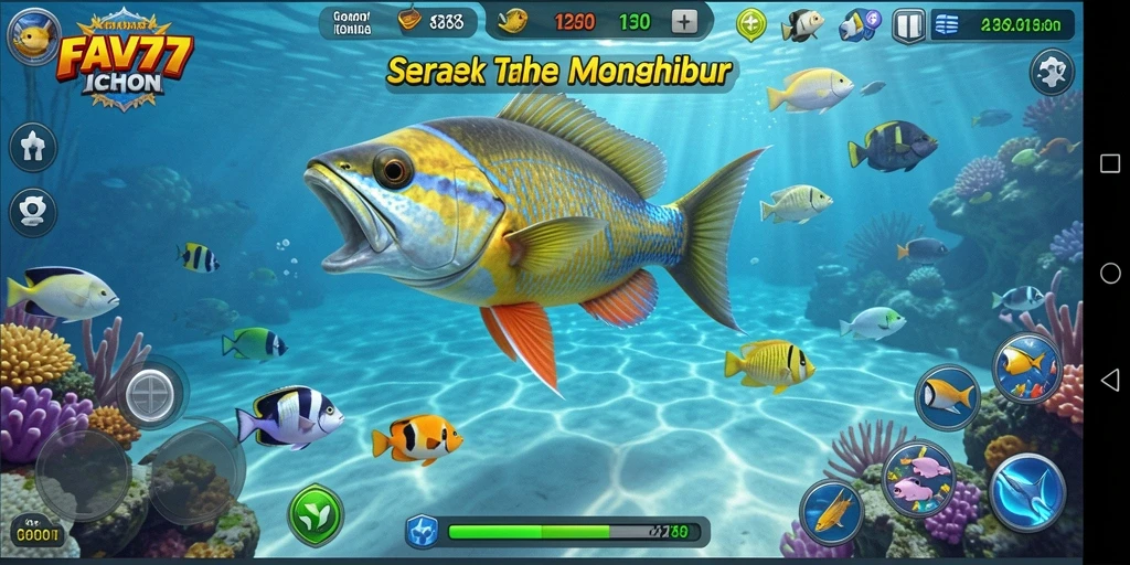 Tampilan gameplay seru saat menembak ikan di FAV77.