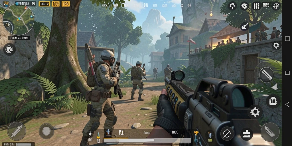 Tampilan gameplay HR89 dengan aksi tempur menarik dan grafis yang menawan.