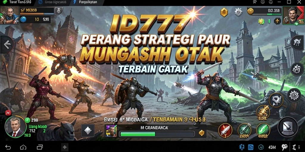 Screenshot menunjukkan aksi pertempuran intens dalam game Strategy ID777.