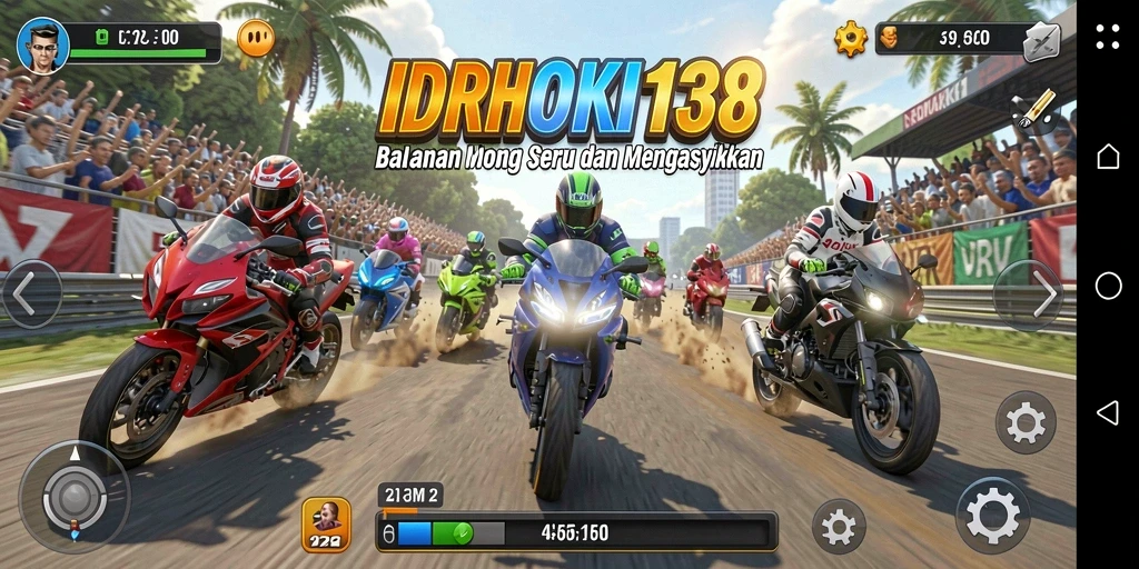 Tampilan gameplay seru di balapan motor IDRHOKI138.