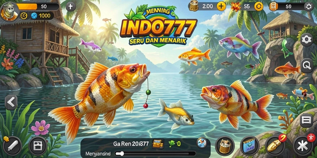 Gameplay seru INDO777 saat menangkap ikan besar di lautan.