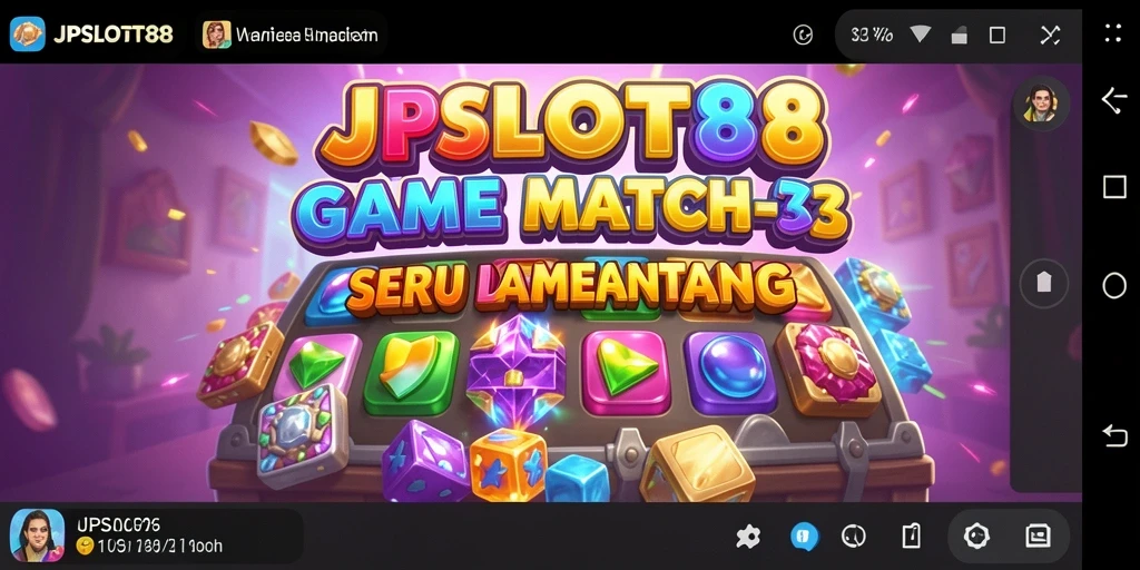 Tampilan seru gameplay Match-3 di JPSLOT88 dengan kombinasi warna yang menakjubkan.