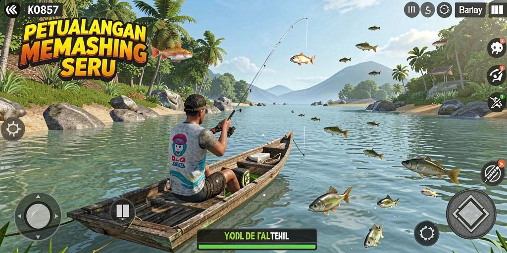 Tampilan gameplay KO857 yang menakjubkan saat menangkap ikan.