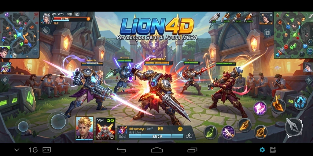 Tangkapan layar gameplay <strong>LION4D</strong> yang menunjukkan aksi seru di arena MOBA.