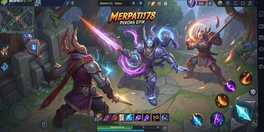 Screenshot gameplay MERPATI178 menampilkan pertarungan hero yang seru.