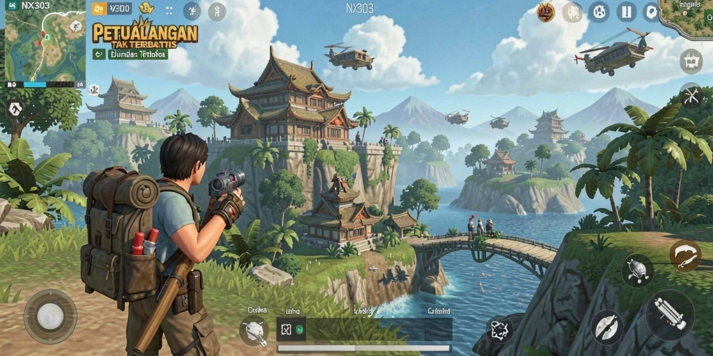 Tampilan gameplay NX303 yang mendebarkan dalam dunia terbuka.