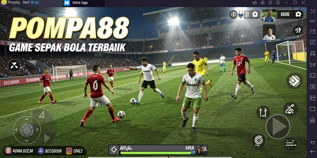 Tangkapan layar gameplay POMPA88 yang mendebarkan saat pertandingan sepak bola.