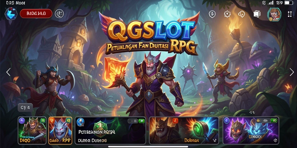 Screenshot gameplay <strong>QQSLOT</strong> yang menunjukkan aksi pertarungan RPG yang mendebarkan.