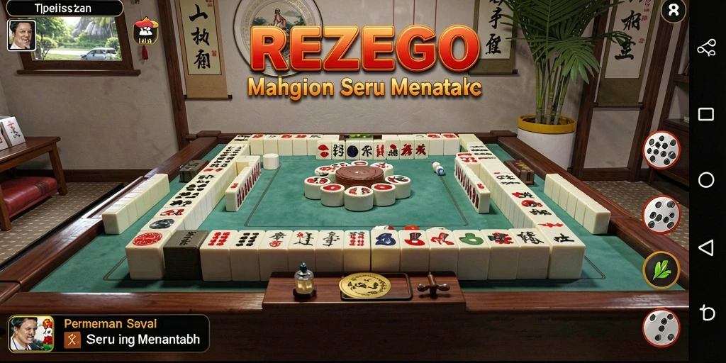 Screenshot gameplay REZEGO menampilkan suasana permainan Mahjong yang menantang.