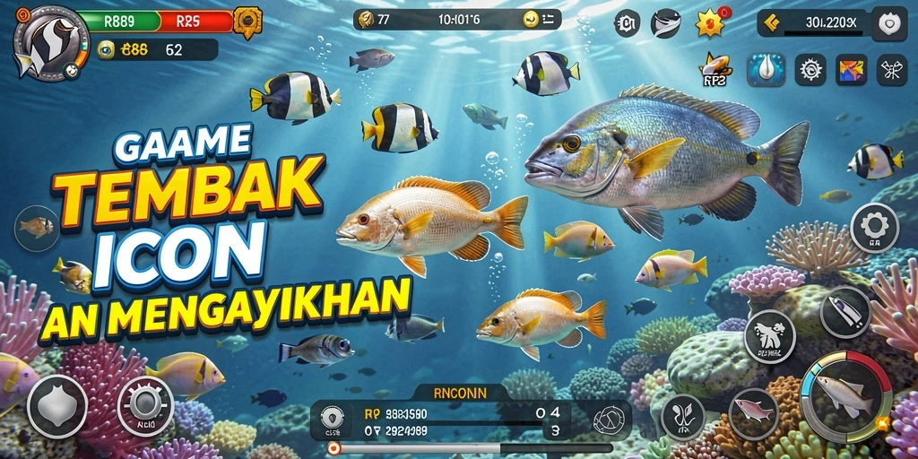 Tangkapan layar gameplay RR89 yang menunjukkan serunya menembak ikan.