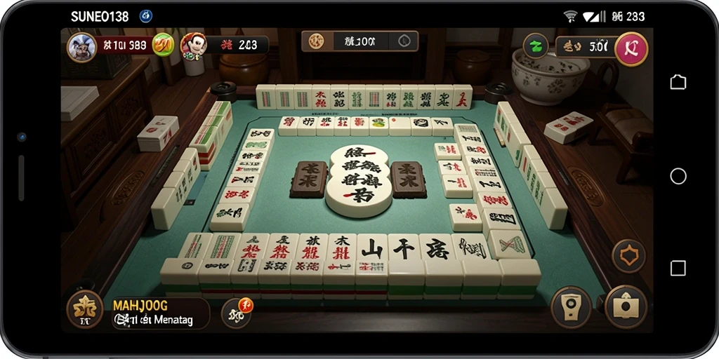 Tampilan gameplay <strong>SUNEO138</strong> dengan suasana Mahjong yang asyik.